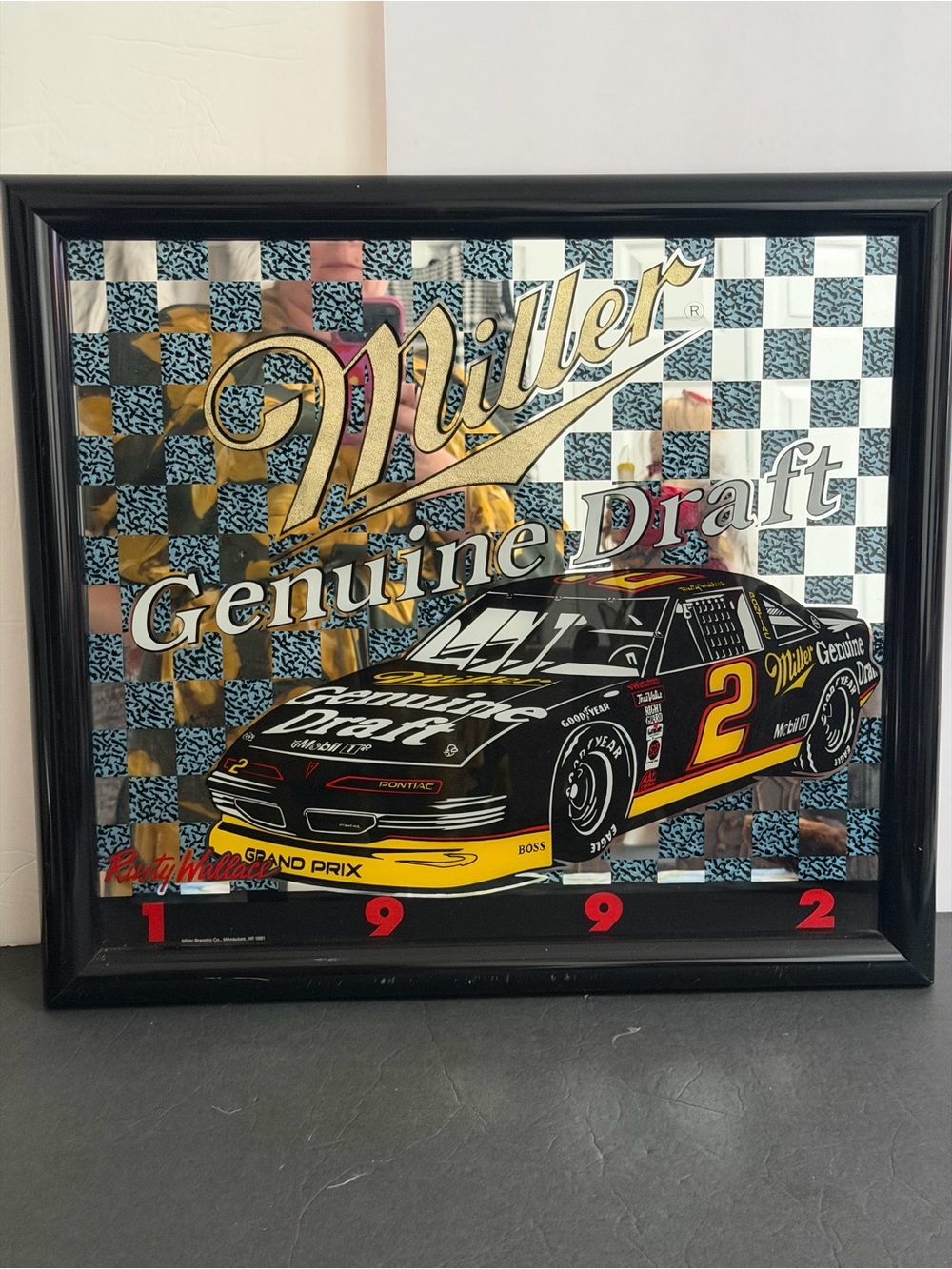 Miller Genuine Draft #2 NASCAR Mirror Rusty Wallace Race Car 1992 Wall Art